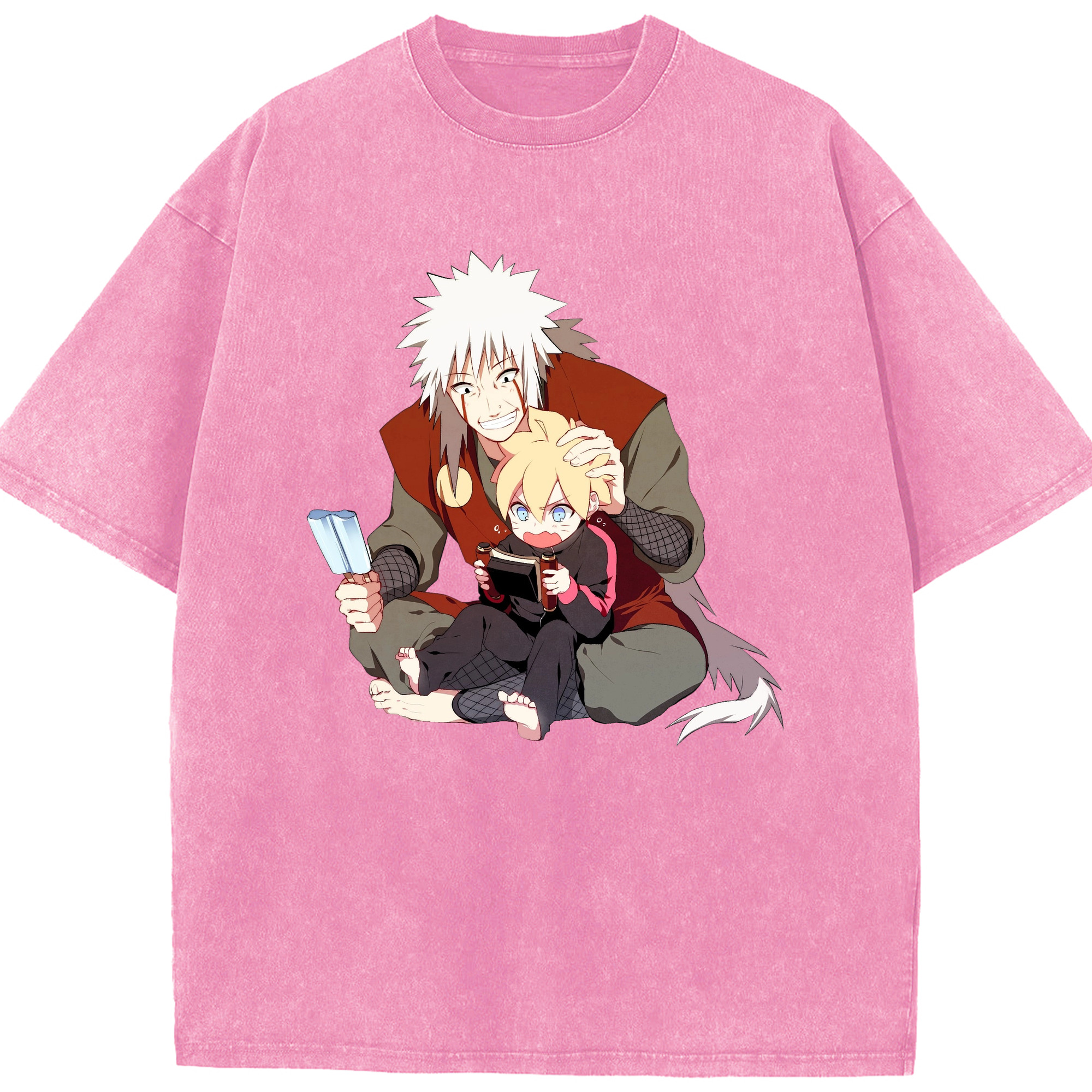 （画像用） NARUTO -ナルト- 自来也（じらいや） Jiraiya 綿100% ヴィンテージ風 半袖Tシャツ（フロントプリント）